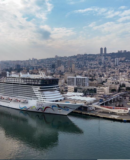 הפלגת הבכורה של נורוויג'יאן אפיק מנמל חיפה, קרדיט צילומי רחפן גיאודרונס5